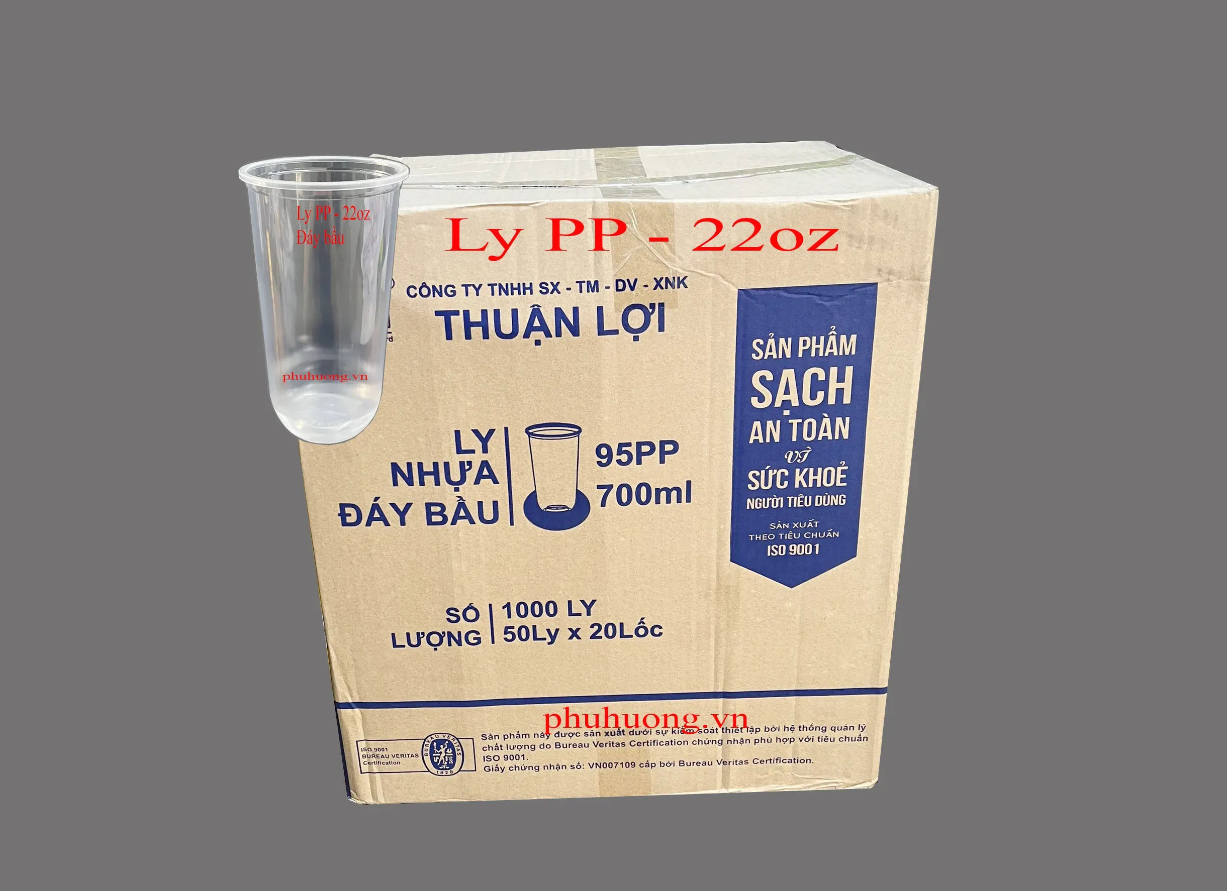 Ly Nhựa Đáy Bầu 700ml PP - dùng nắp D95 - 22oz- Thùng 1000 ly