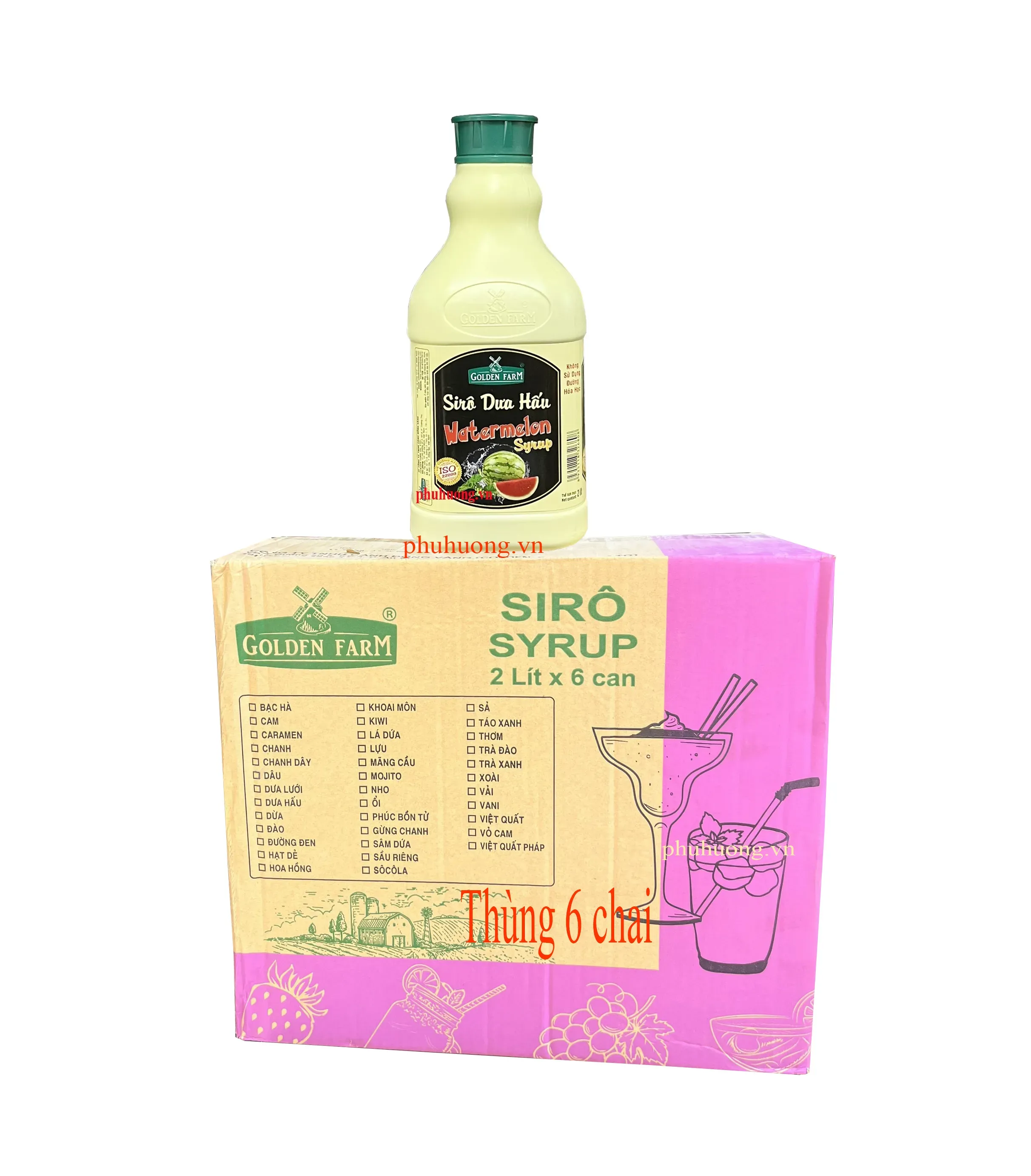 Siro dưa hấu Golden Farm 2L - thùng 6 chai