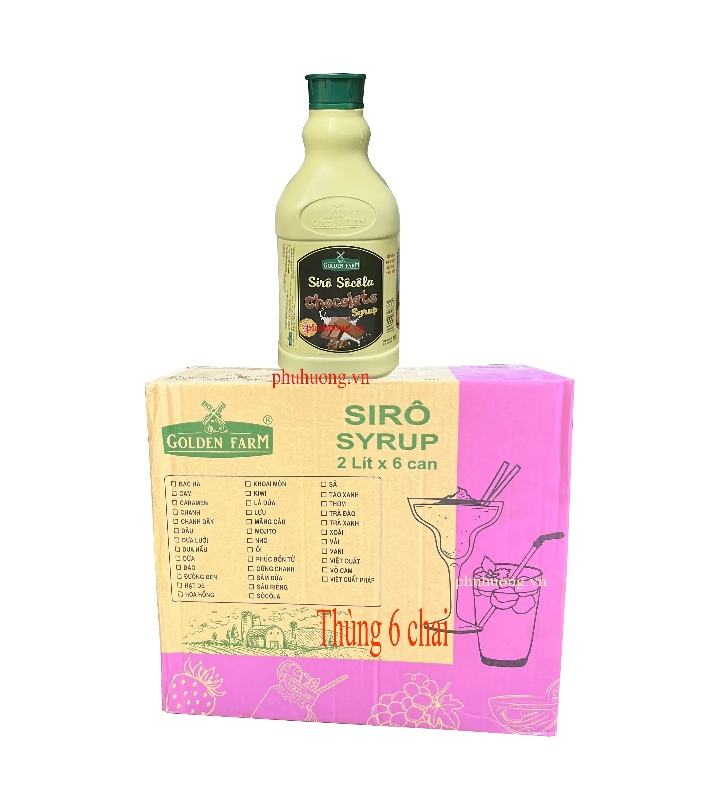 Siro socola Golden Farm 2L - Thùng 6 chai
