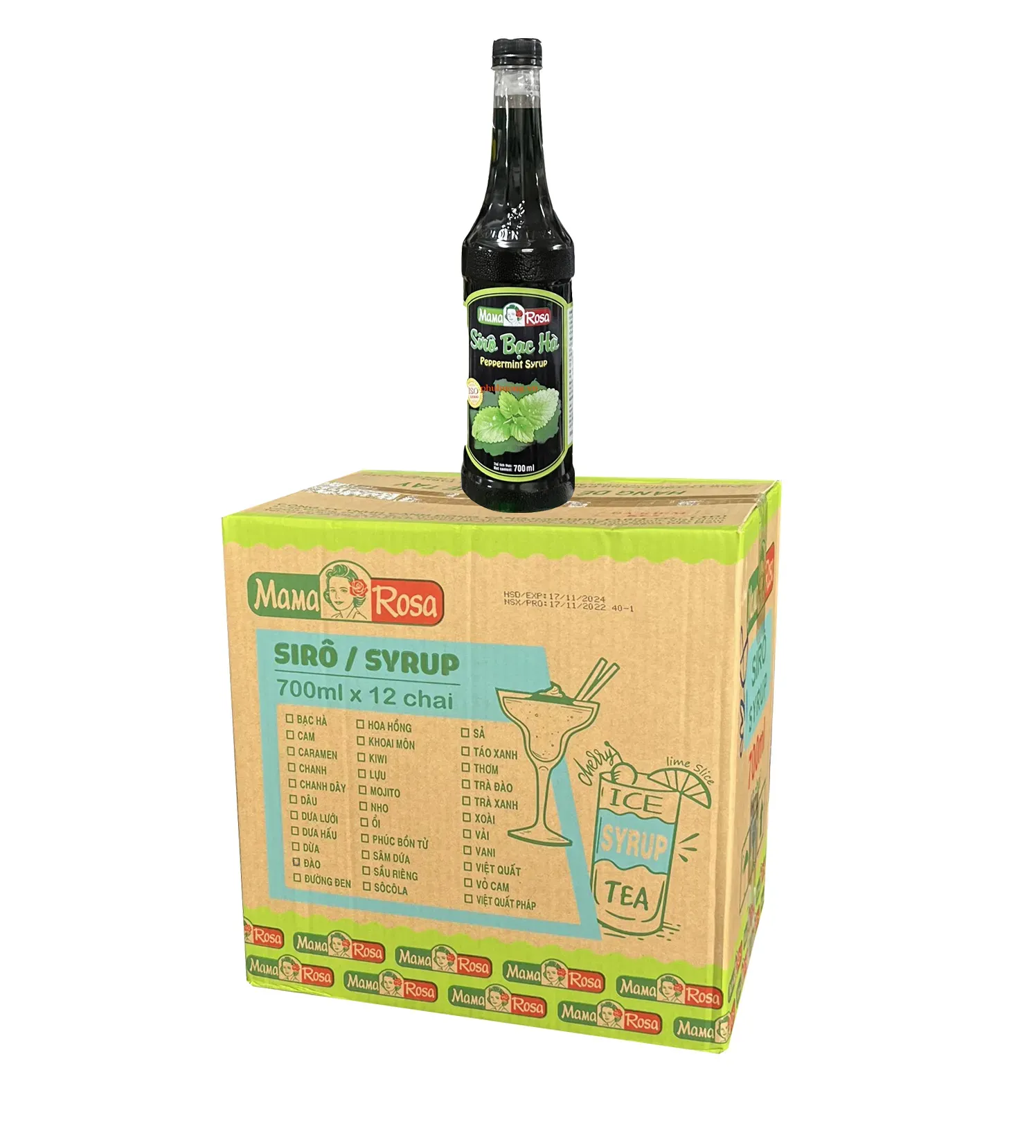 Siro Golden Farm bạc hà 700ml - Thùng 12 chai