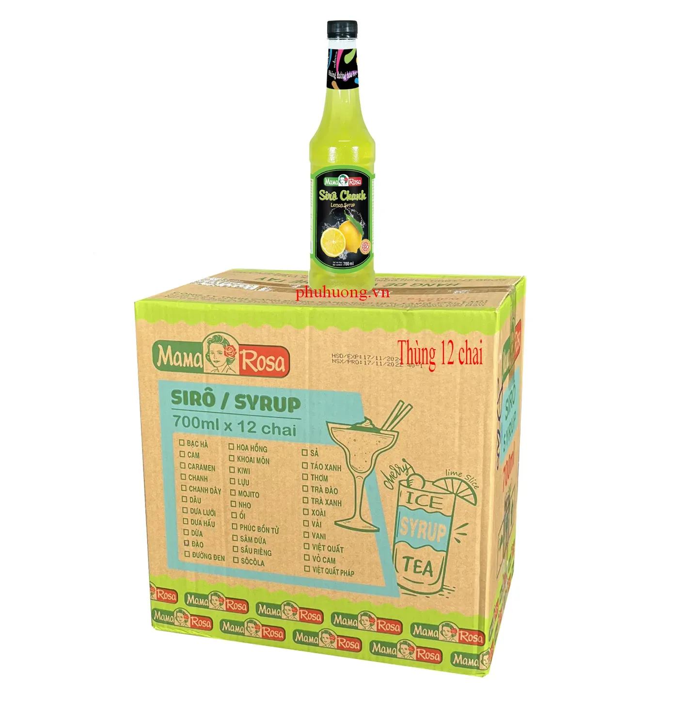 Siro Golden Farm chanh vàng 700ml - Thùng 12 chai