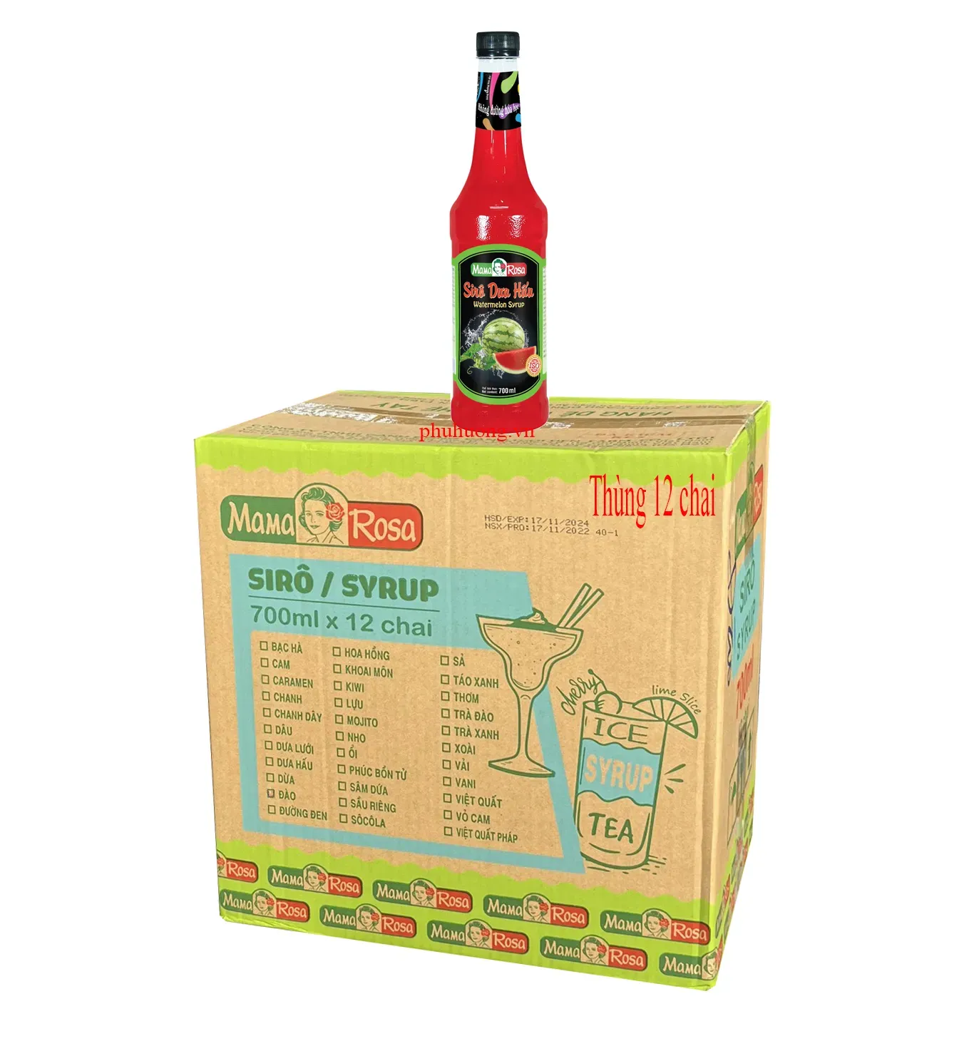 Siro Golden Farm dưa hấu 700ml - Thùng 12 chai