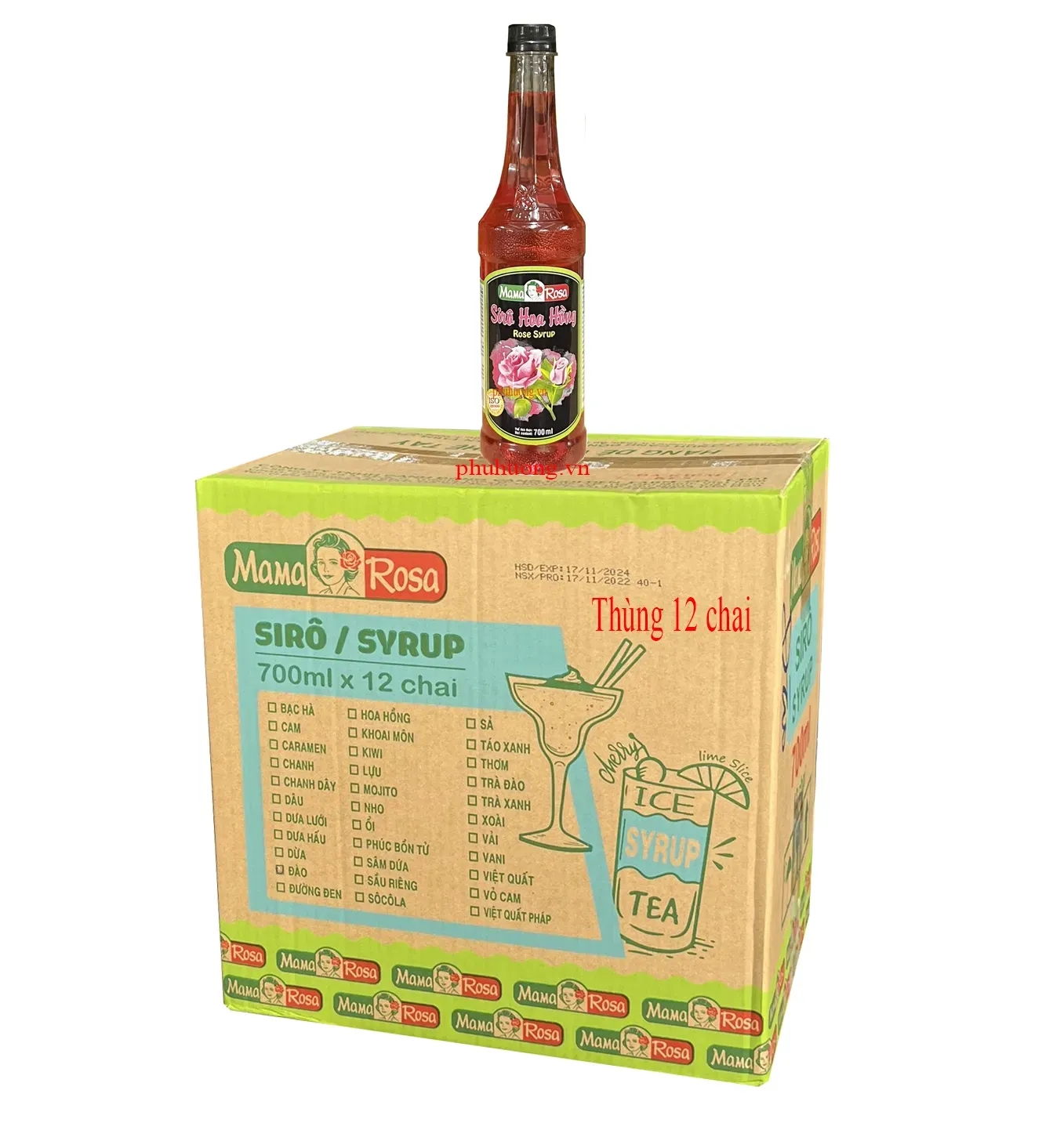 Siro Golden Farm hoa hồng 700ml - Thùng 12 chai