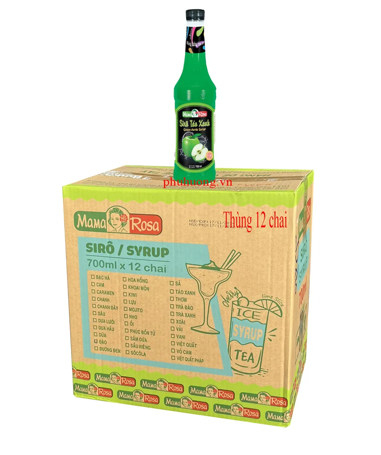 Siro Golden Farm táo xanh 700ml - Thùng 12 chai