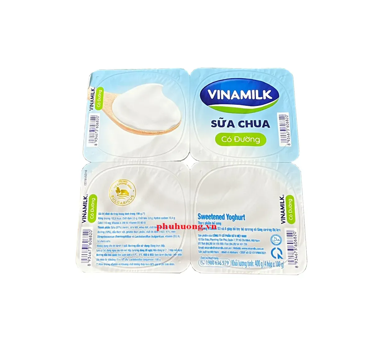 Sữa chua Vinamilk có đường - lốc 4 hộp