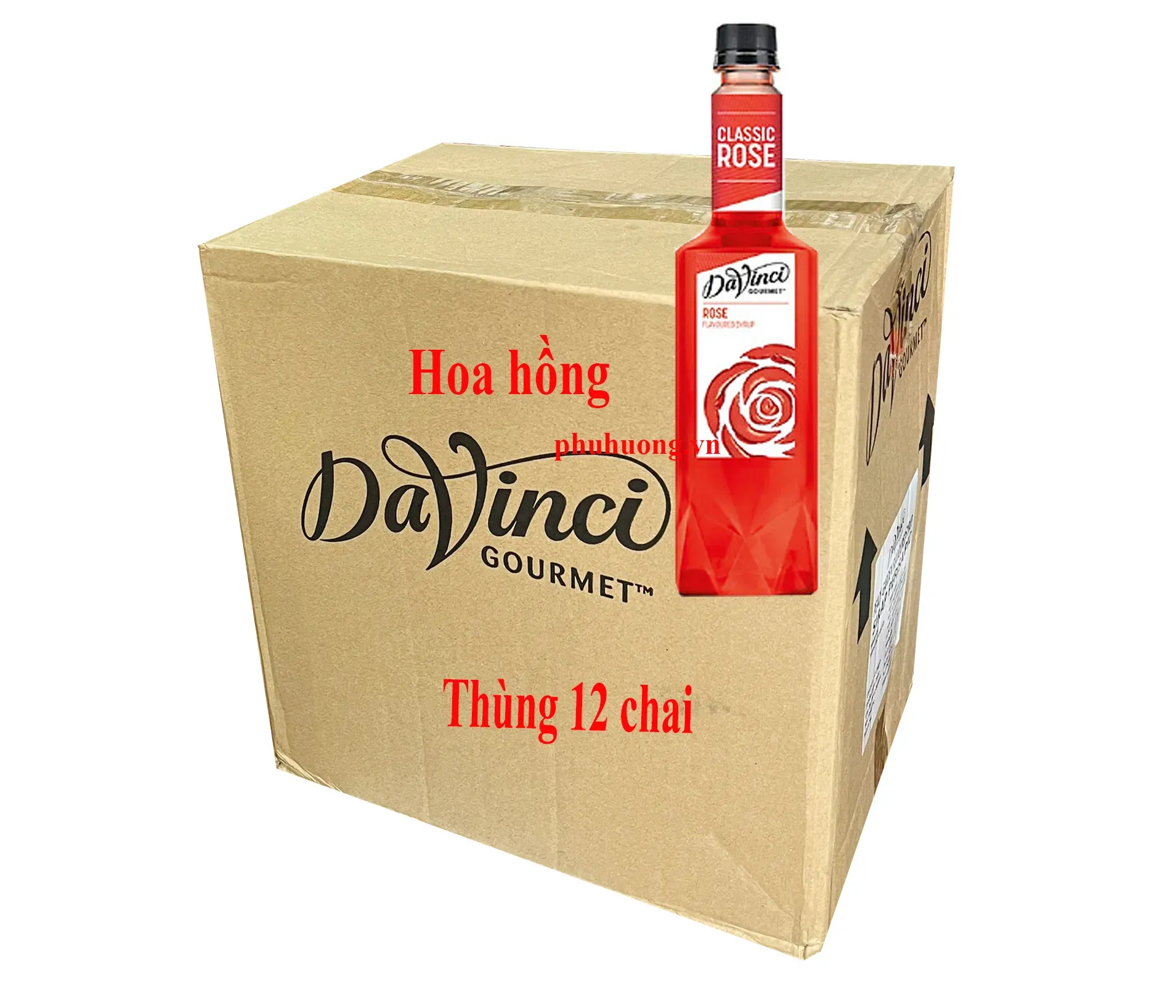 Syrup davinci hoa hồng - Thùng 12 chai