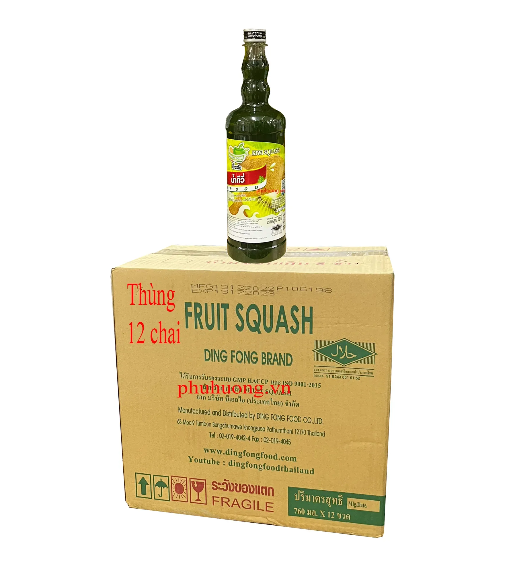 Syrup Dingfong kiwi - Thùng 12 chai