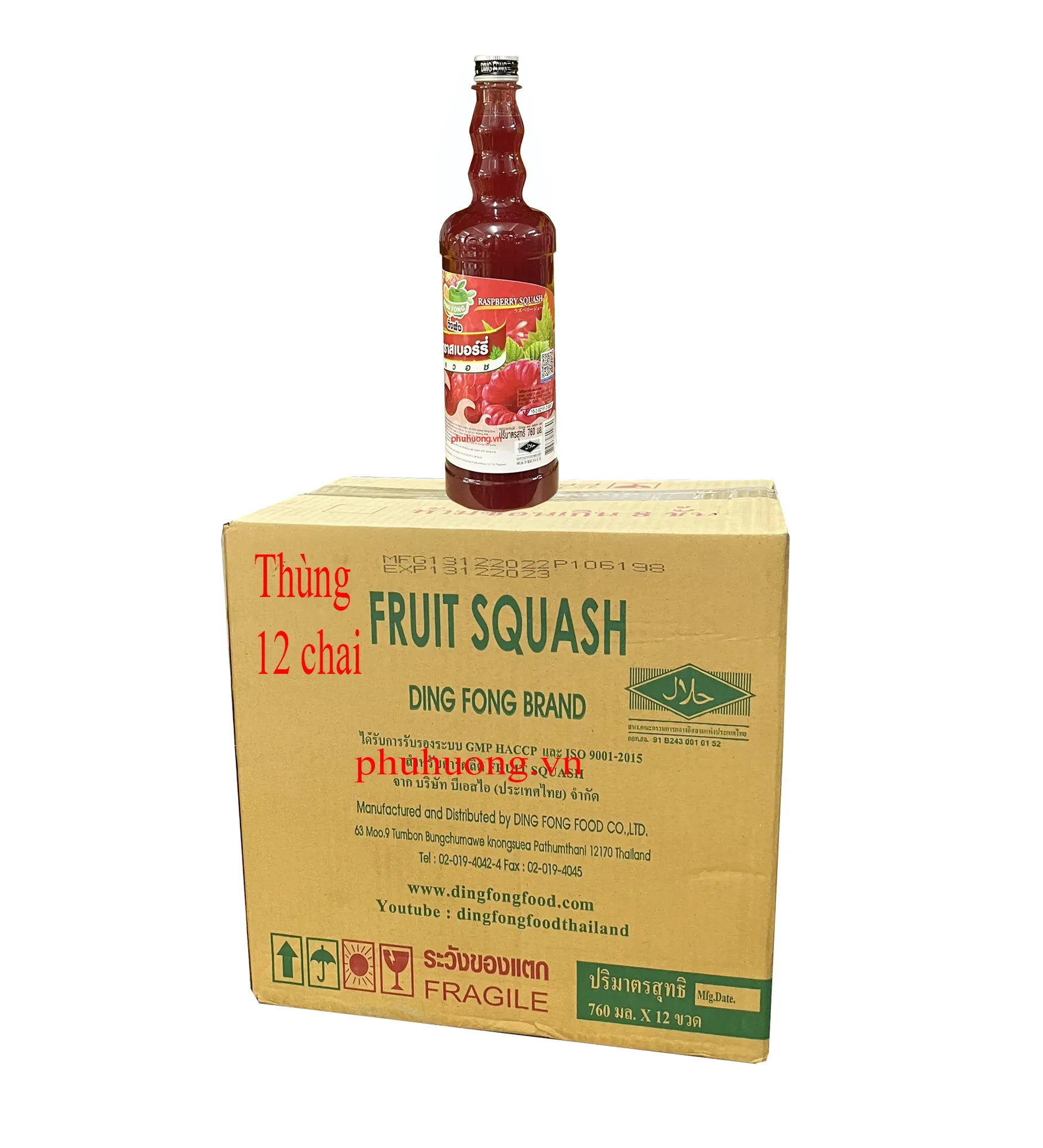 Syrup Dingfong phúc bồn tử - Thùng 12 chai