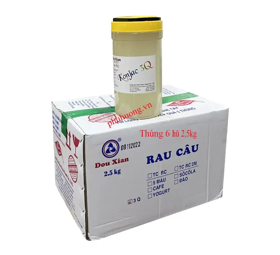 Thạch 3Q trắng 2,5kg Dou Xian - Thùng 6 hũ