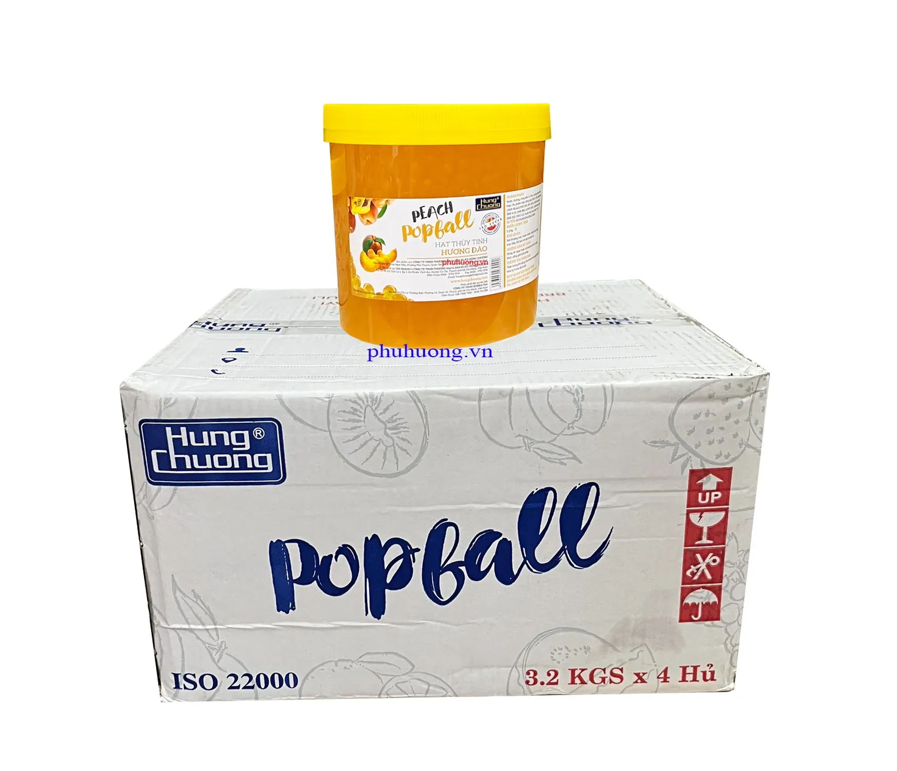 Hạt thủy tinh Hùng Chương hương đào 3,2kg - Thùng 4 Hũ