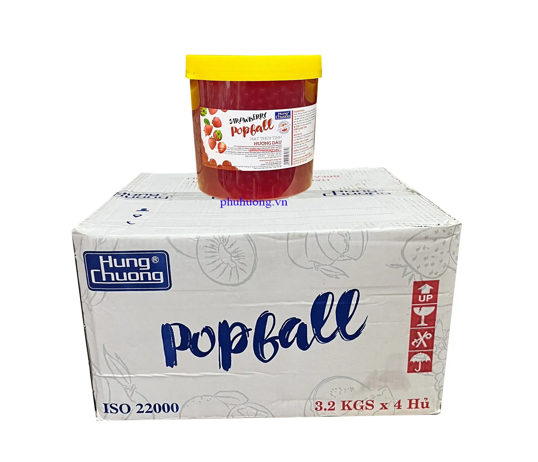 Hạt thủy tinh Hùng Chương hương dâu 3,2kg - Thùng 4 Hũ