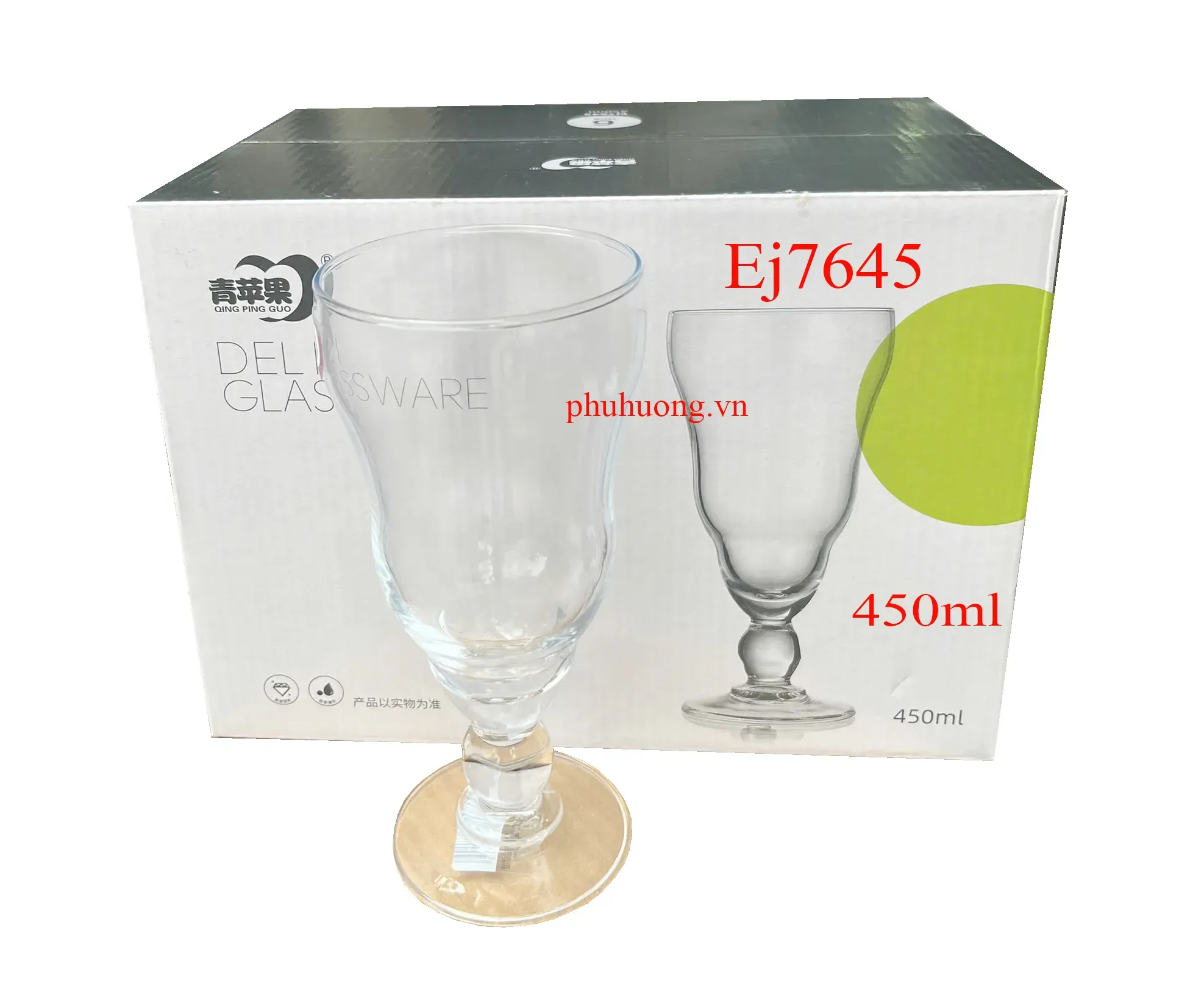 Ly thủy tinh EJ7645 hiệu Green Apple - 455ml - LỐ 12 cái