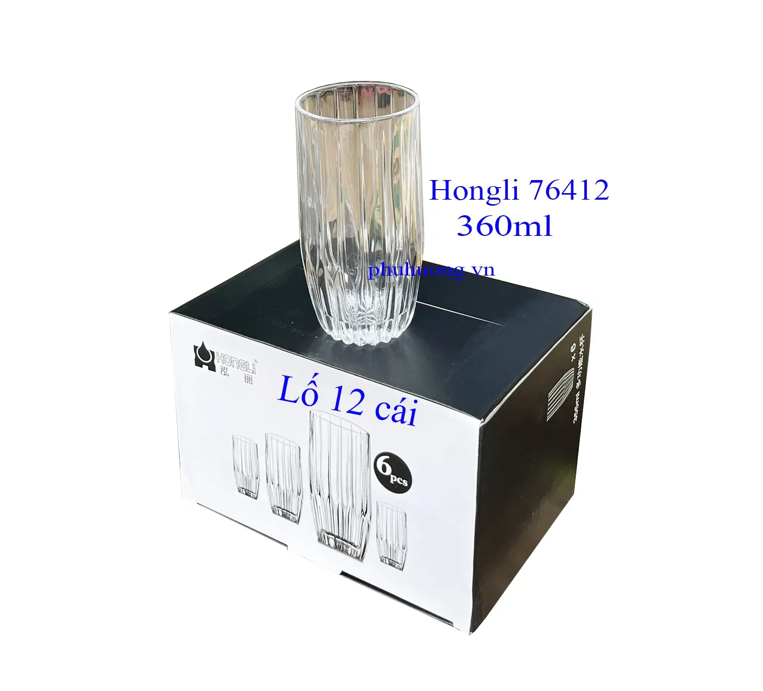 Ly thủy tinh Hongli 76412 - 360ml - Lố 12 cái