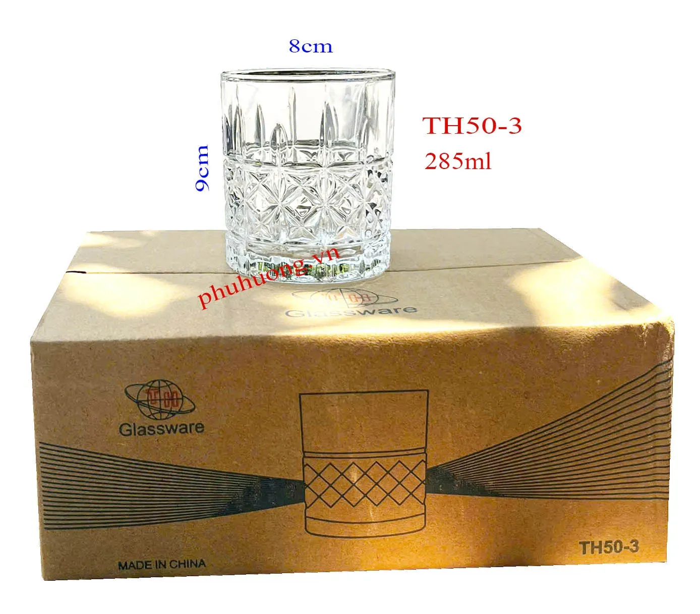 Ly thủy tinh không quai 285ML (TH50-3 - 6 lố/t)