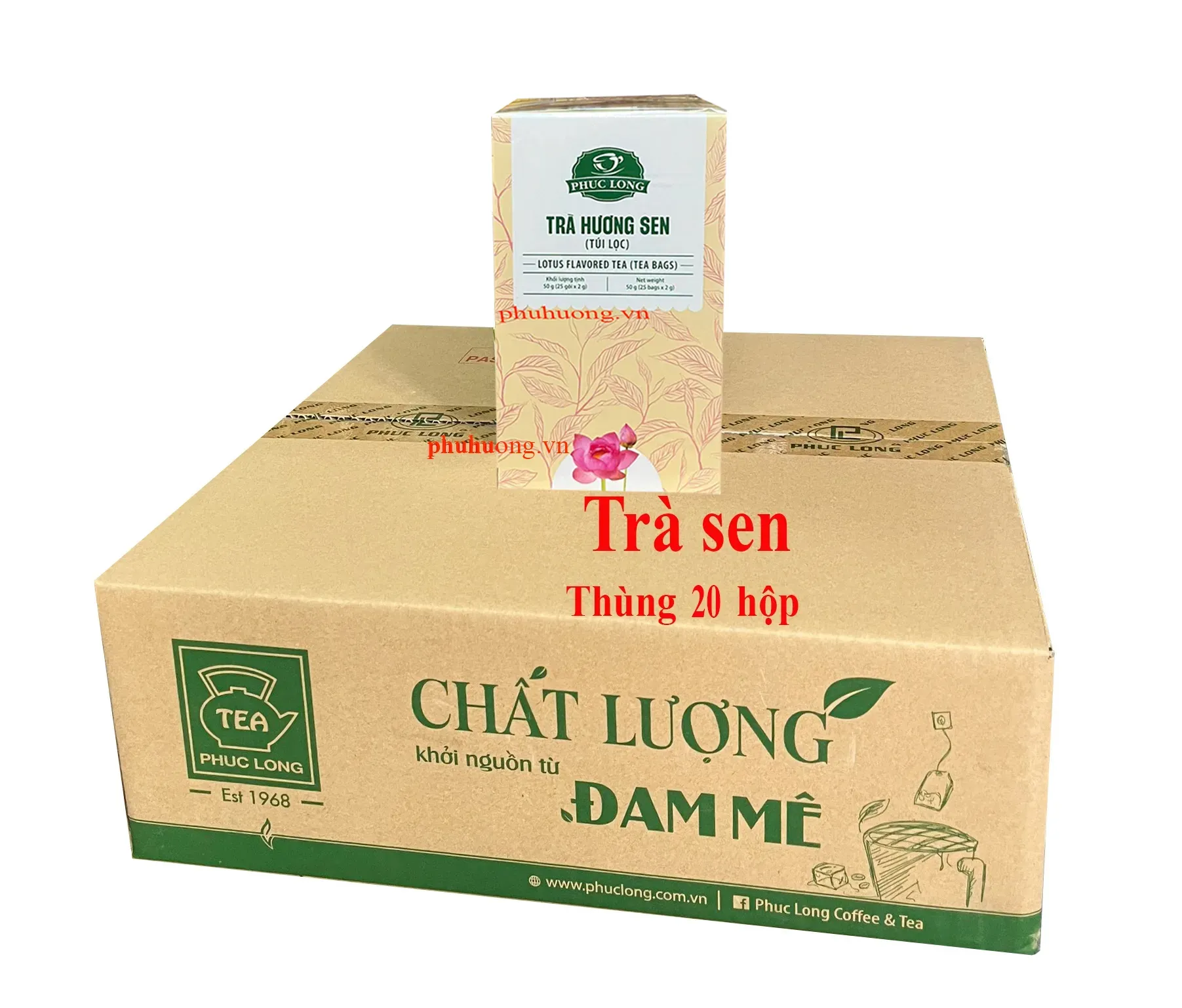 Trà sen túi lọc Phúc Long - Thùng 20 hộp