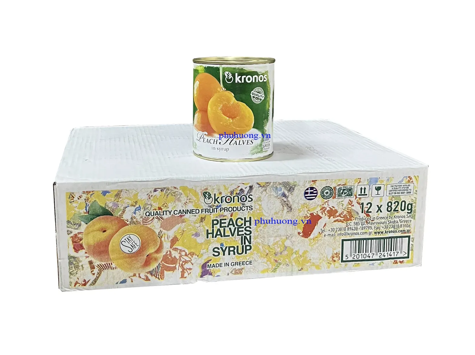 Đào ngâm Kronos 820g -Thùng 12 lon