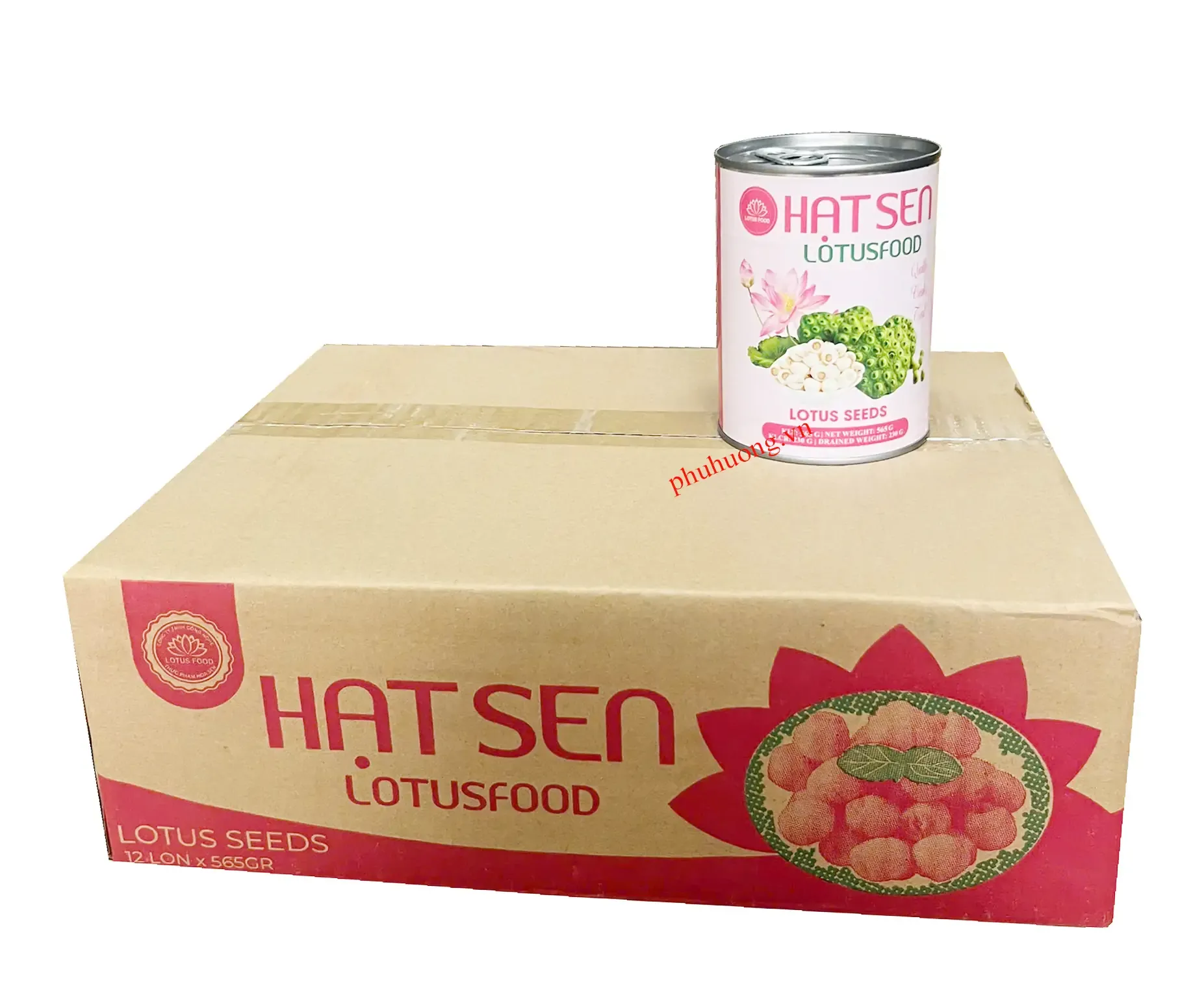 Hạt Sen Lotus 600g nhãn hồng - Thùng 12 lon