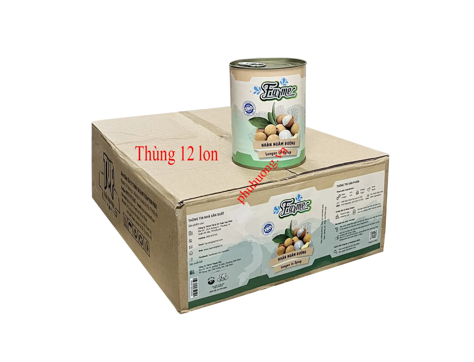 NHÃN ngâm Farme 560g - Thùng 12 lon