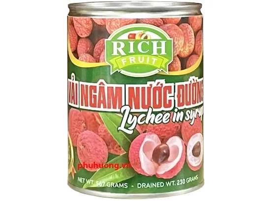 Vải ngâm nước đường Rich 565g (vải thiều)