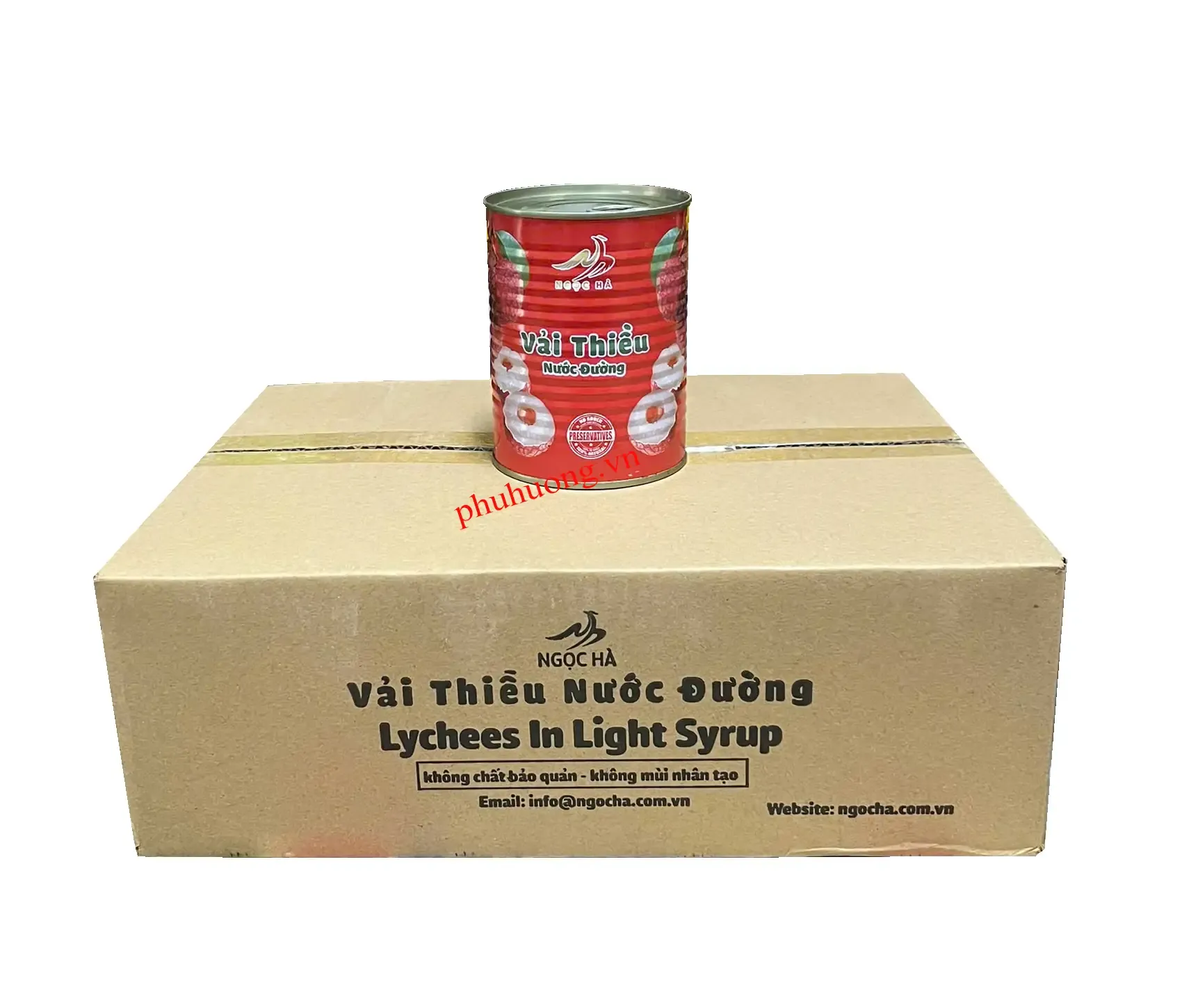 Vải thiều ngâm nước đường Ngọc Hà 565g - Thùng 12 lon